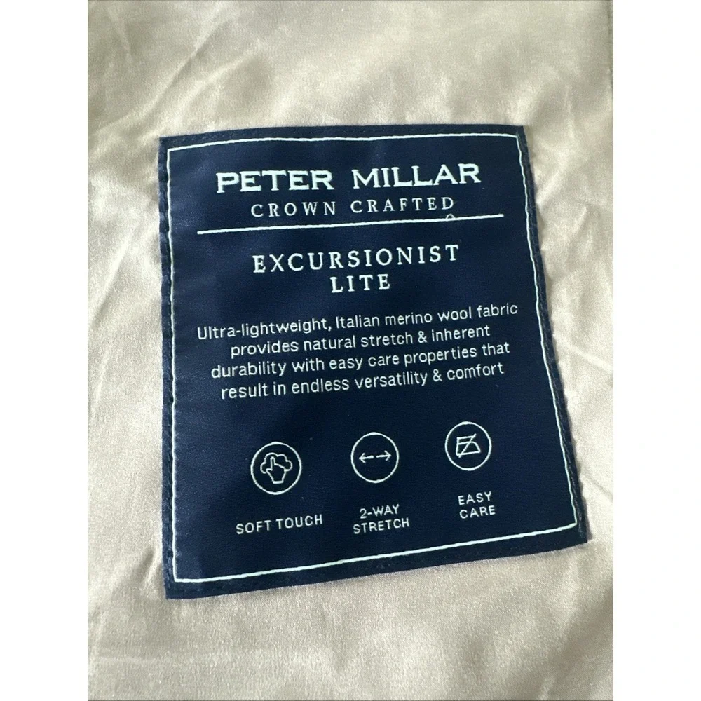 Peter Millar Size Large Crown Crafted Excursionist Lite Full Zip Vest Wool‎ Gray